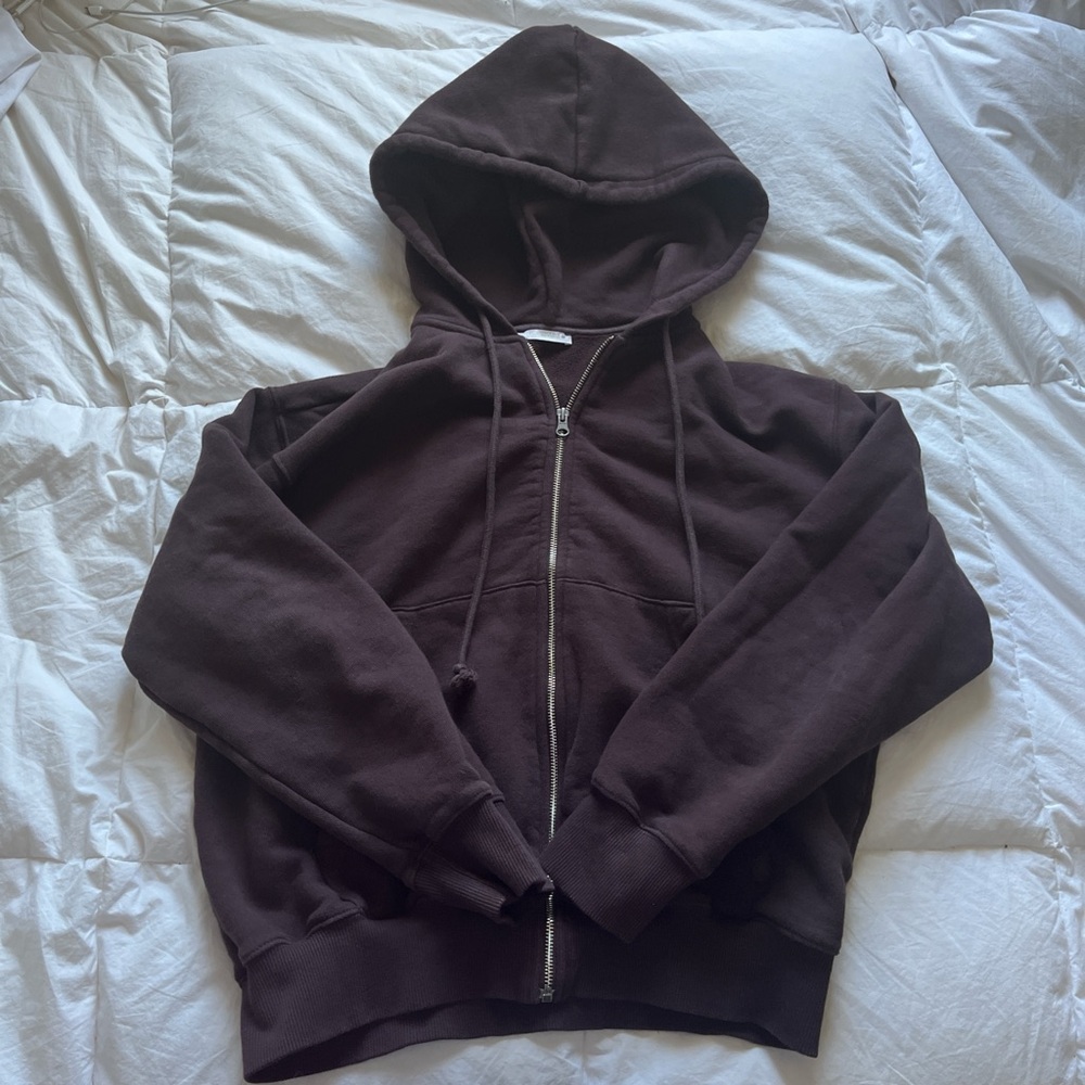 Zara Dark Brown Lined Hoodie Sweatshirt